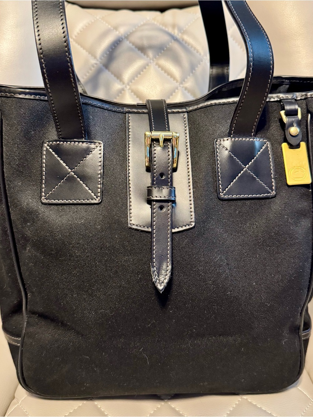 Dooney & Bourke Black Tote with Brass Hardware